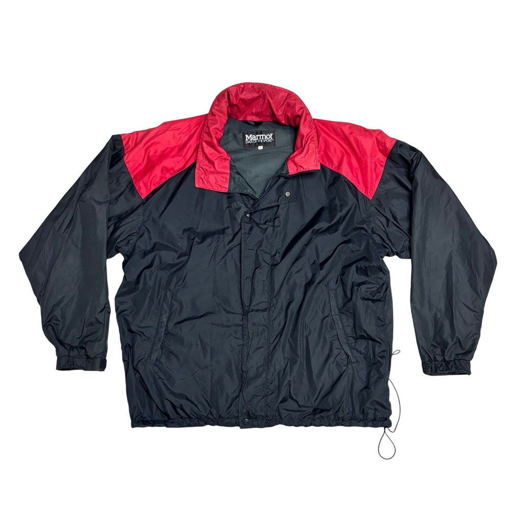 Vintage Marmot Gore-Tex Jacket Mens XL Black Red Colorblock Windbreaker Zip Up
